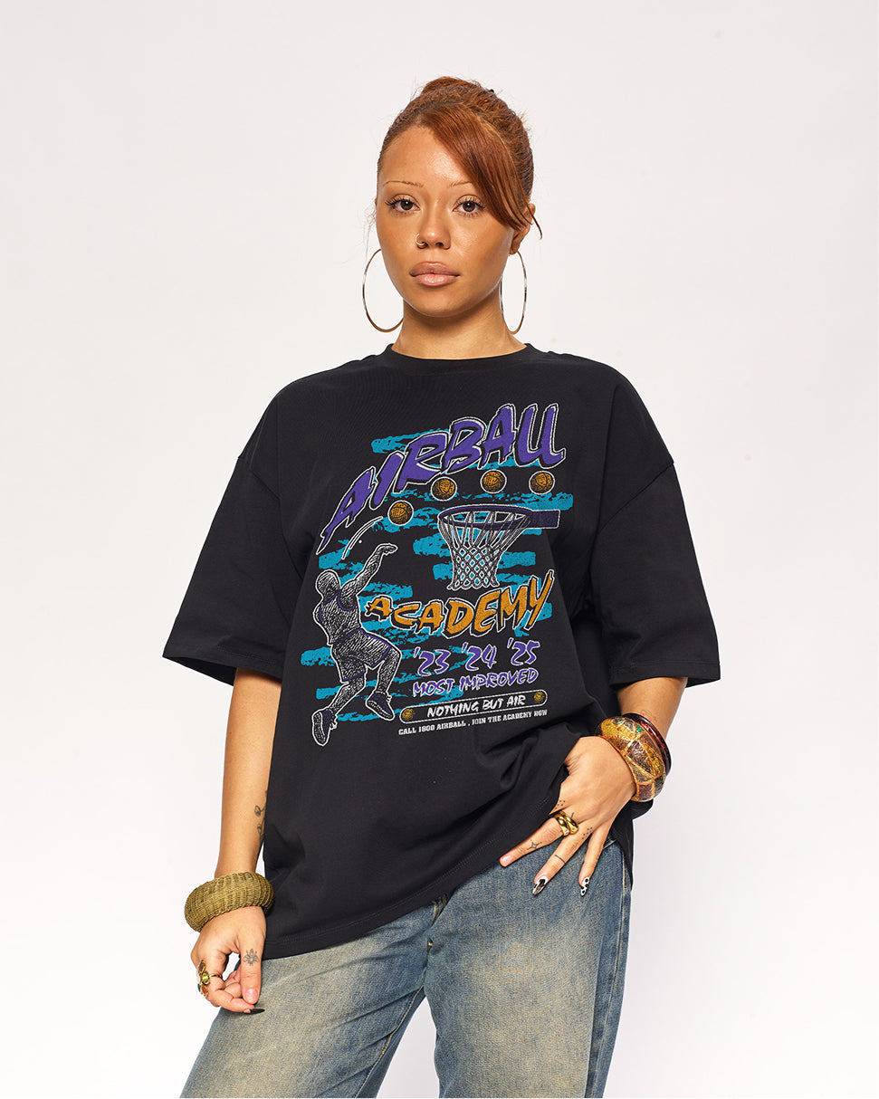 Airball Academy Oversized Graphic Tee Threadheads Unisex 90s Boxy Fit 100% Combed Cotton