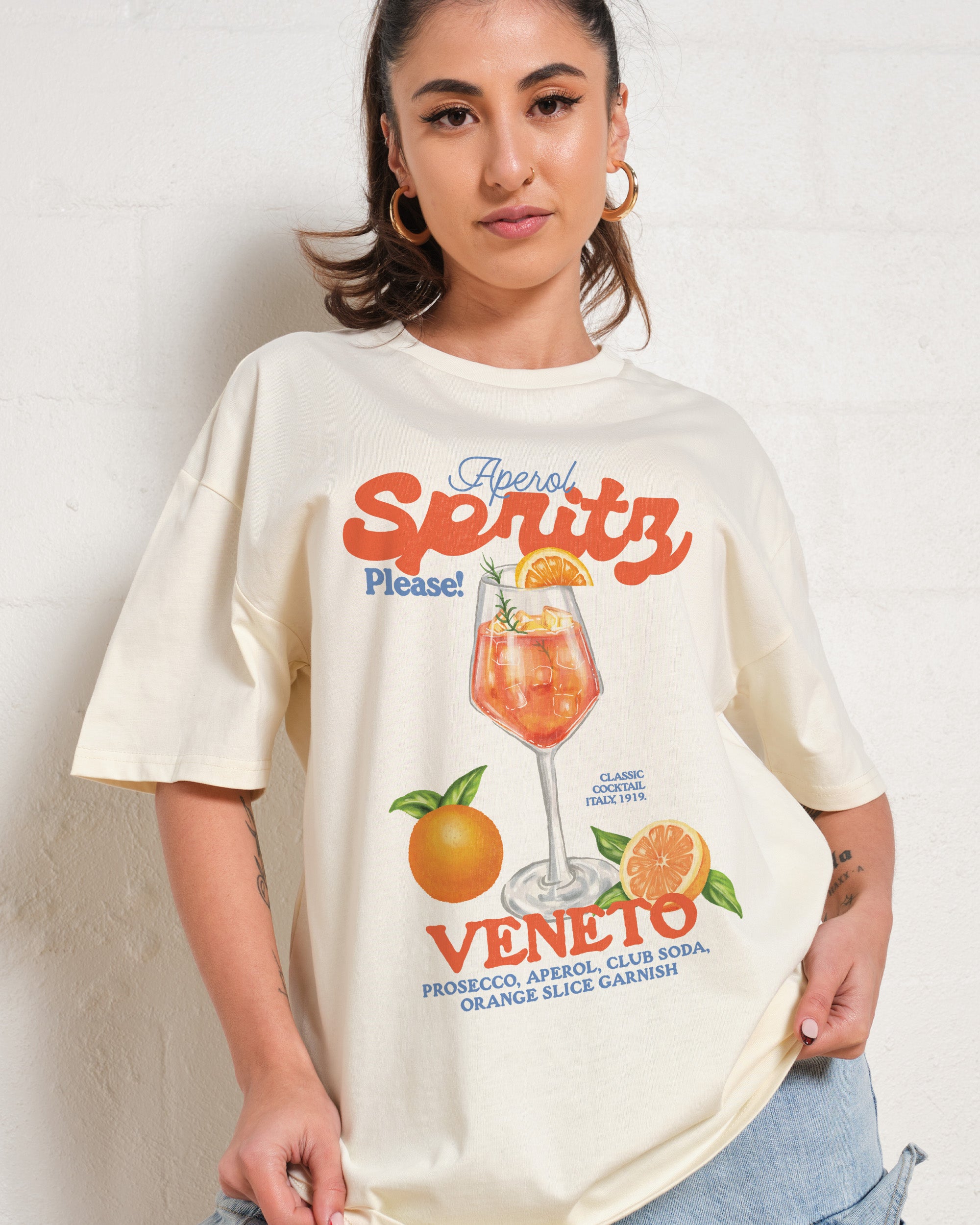Aperol Spritz Please! Oversized Graphic Tee - Threadheads 90s Boxy Fit Unisex Cotton