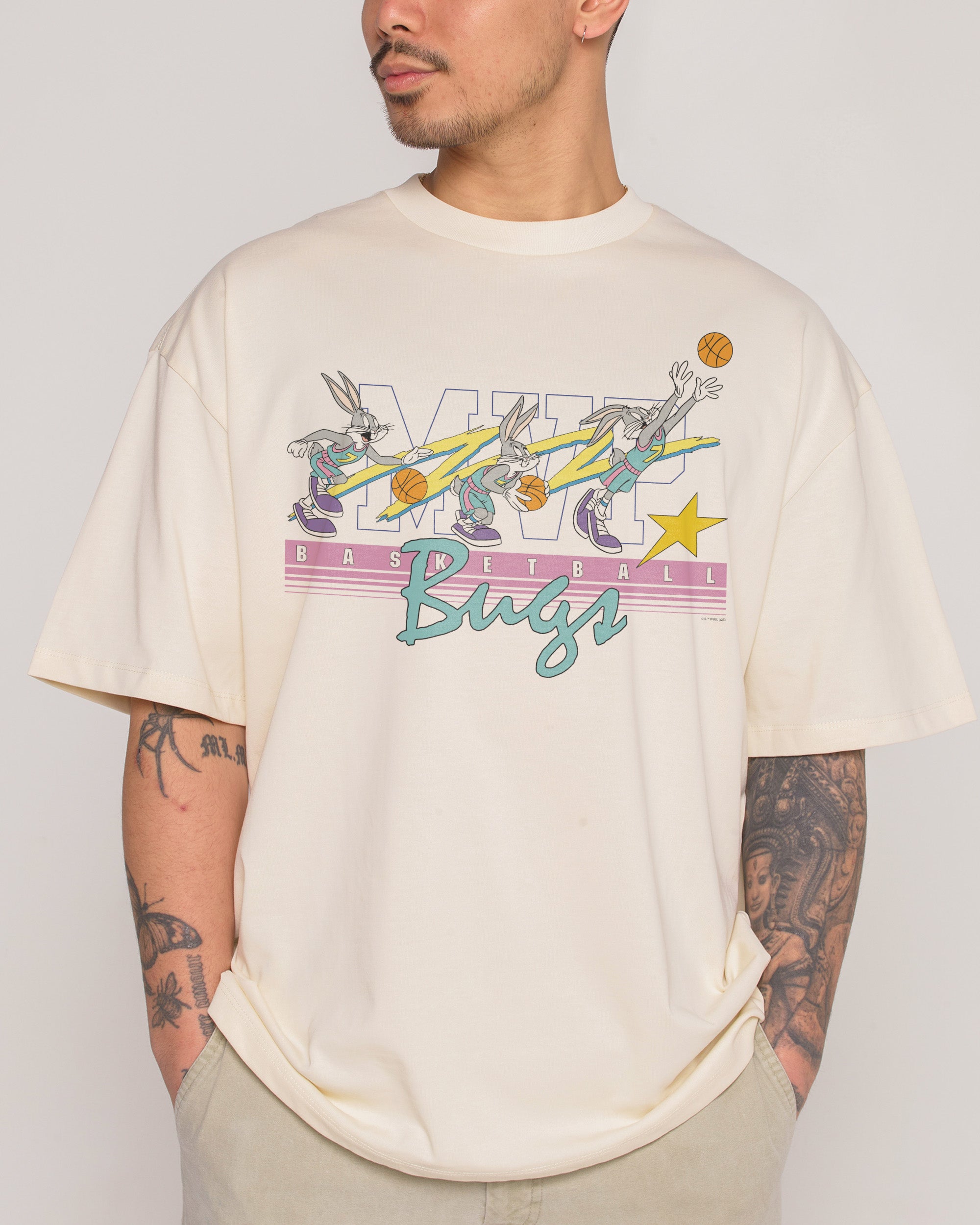 Basket Bugs Oversized Looney Tunes Graphic Tee Unisex 100% Combed Cotton Heavyweight 275gsm