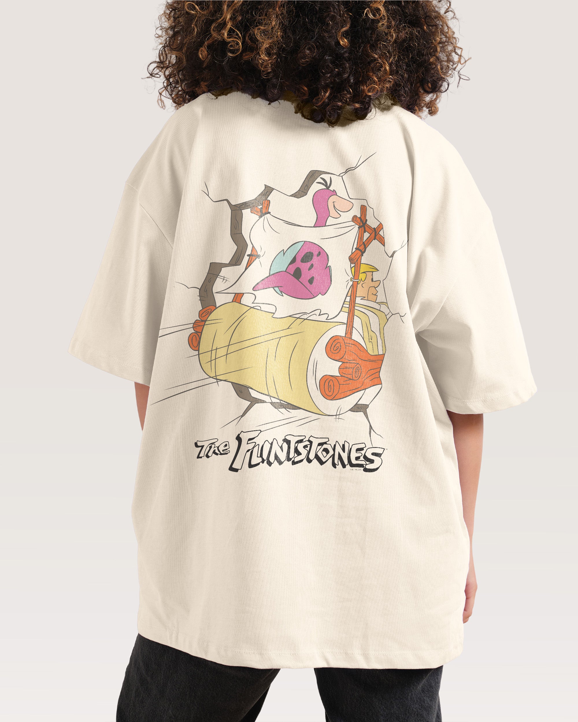 Bedrock Crash Oversized Graphic Tee The Flintstones Collab Unisex 100% Combed Cotton