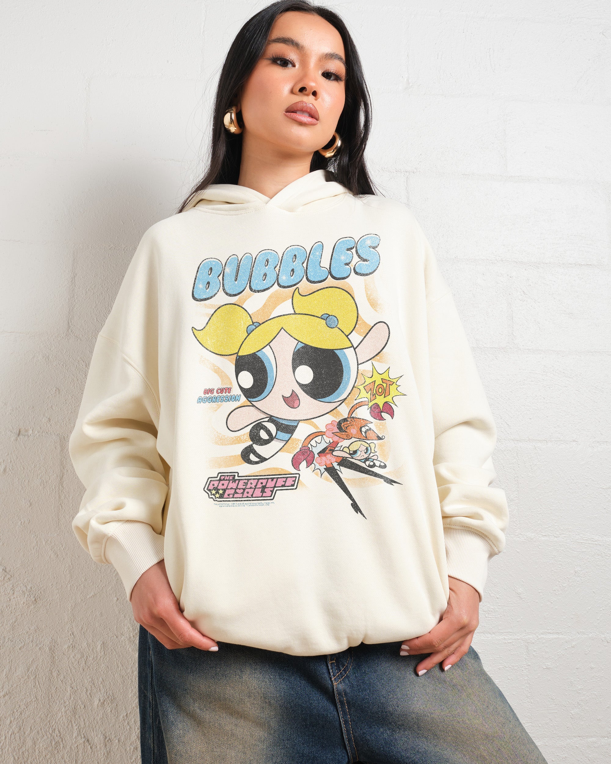 Bubbles Hoodie - Powerpuff Girls Unisex Graphic Hoodie, 90s Boxy Fit, 340gsm Cotton Polyester Blend