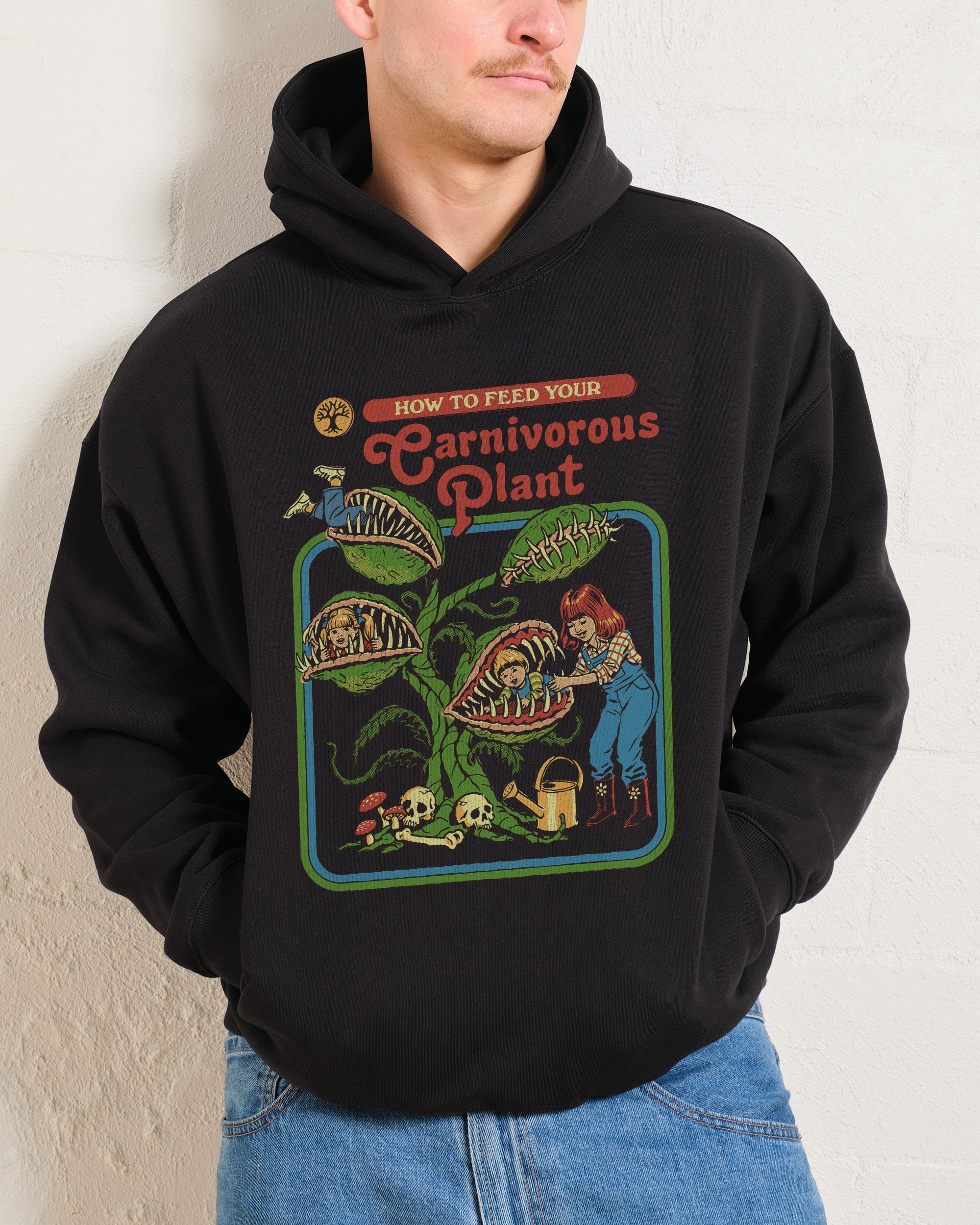 Carnivorous Plant Hoodie Unisex Graphic Print 90s Boxy Fit 340gsm Cotton Poly Blend