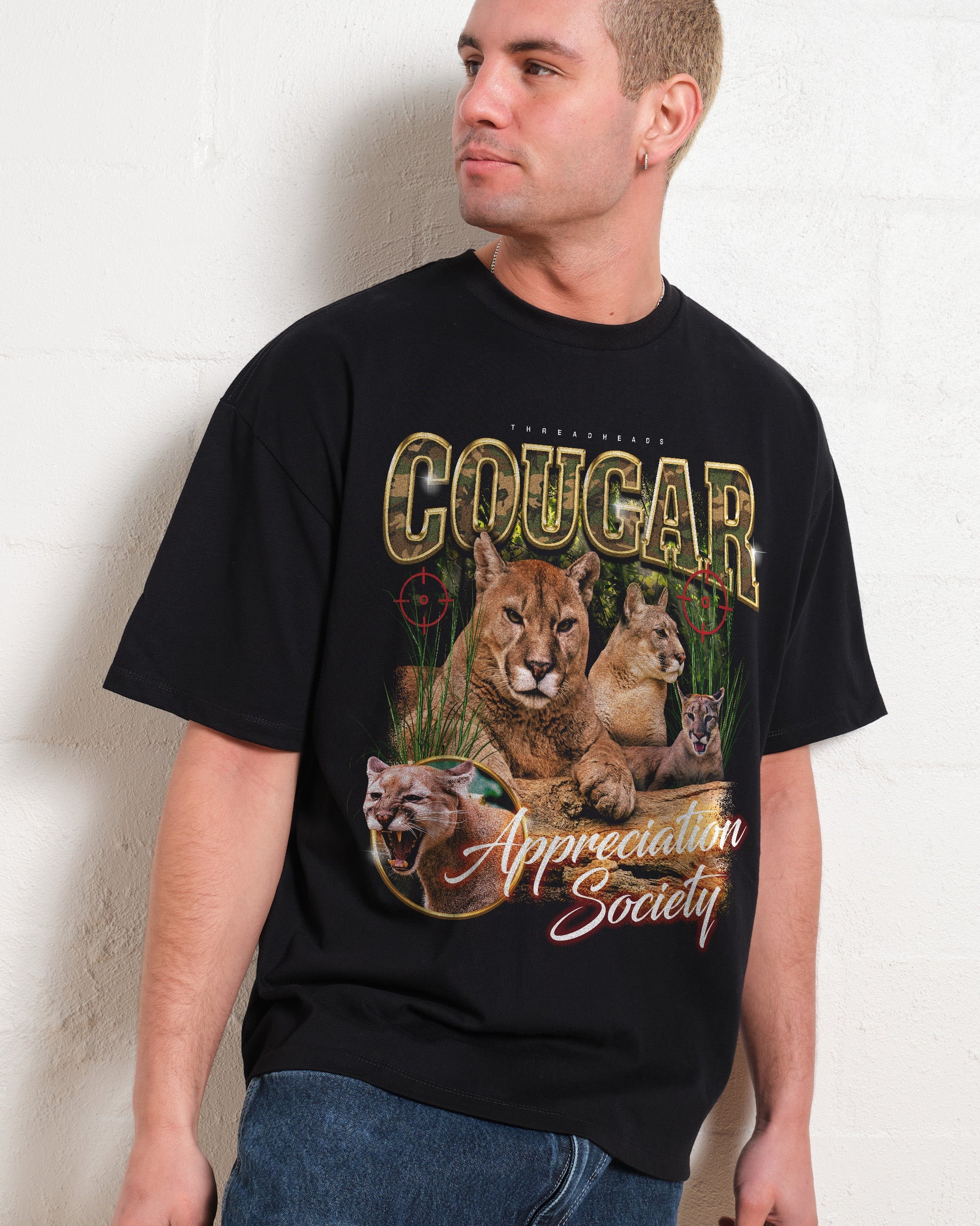 Cougar Appreciation Society Oversized Graphic Tee Unisex 100% Combed Cotton 275gsm