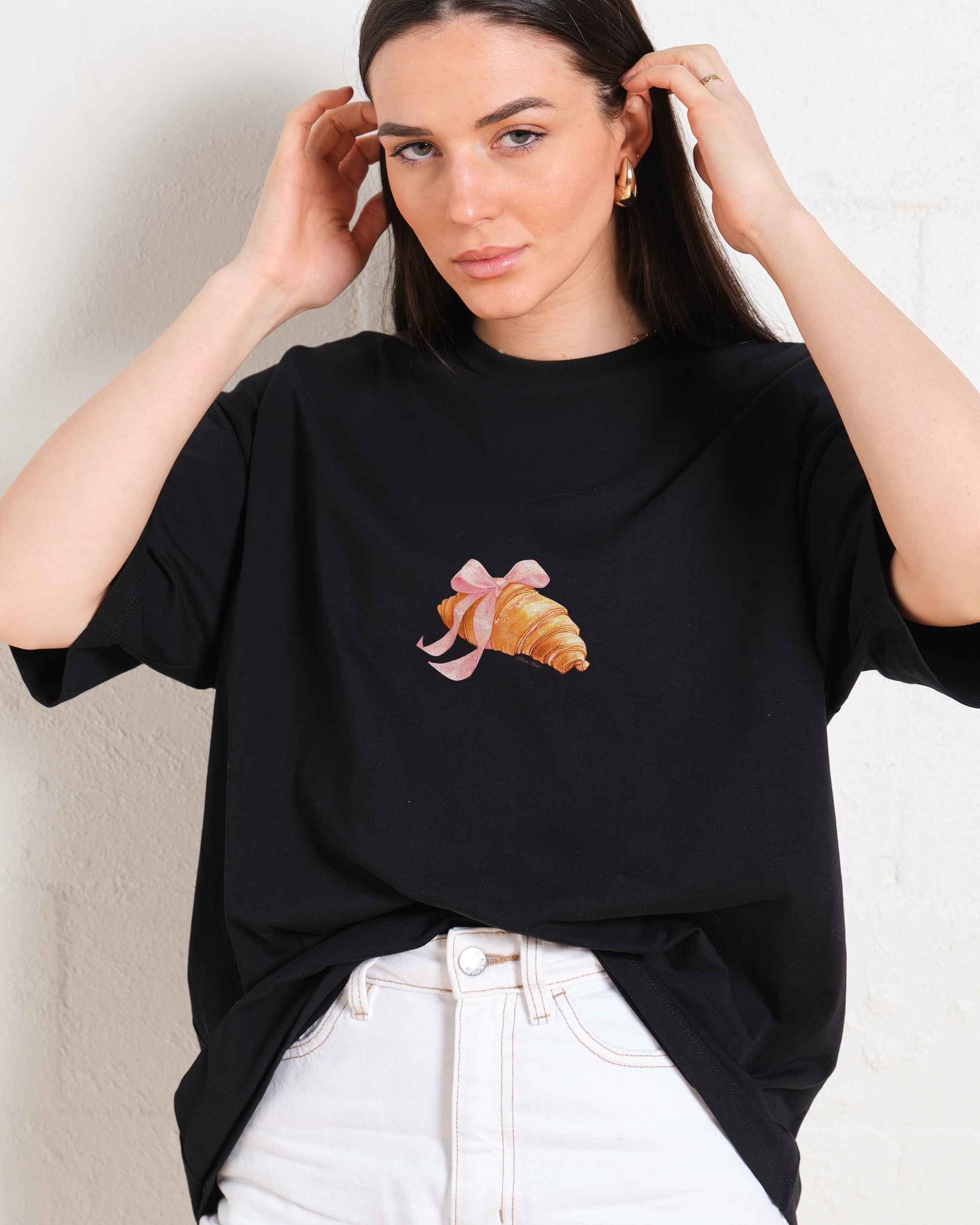 Croissant Oversized Unisex Graphic T-Shirt 90s Boxy Fit 100% Combed Cotton