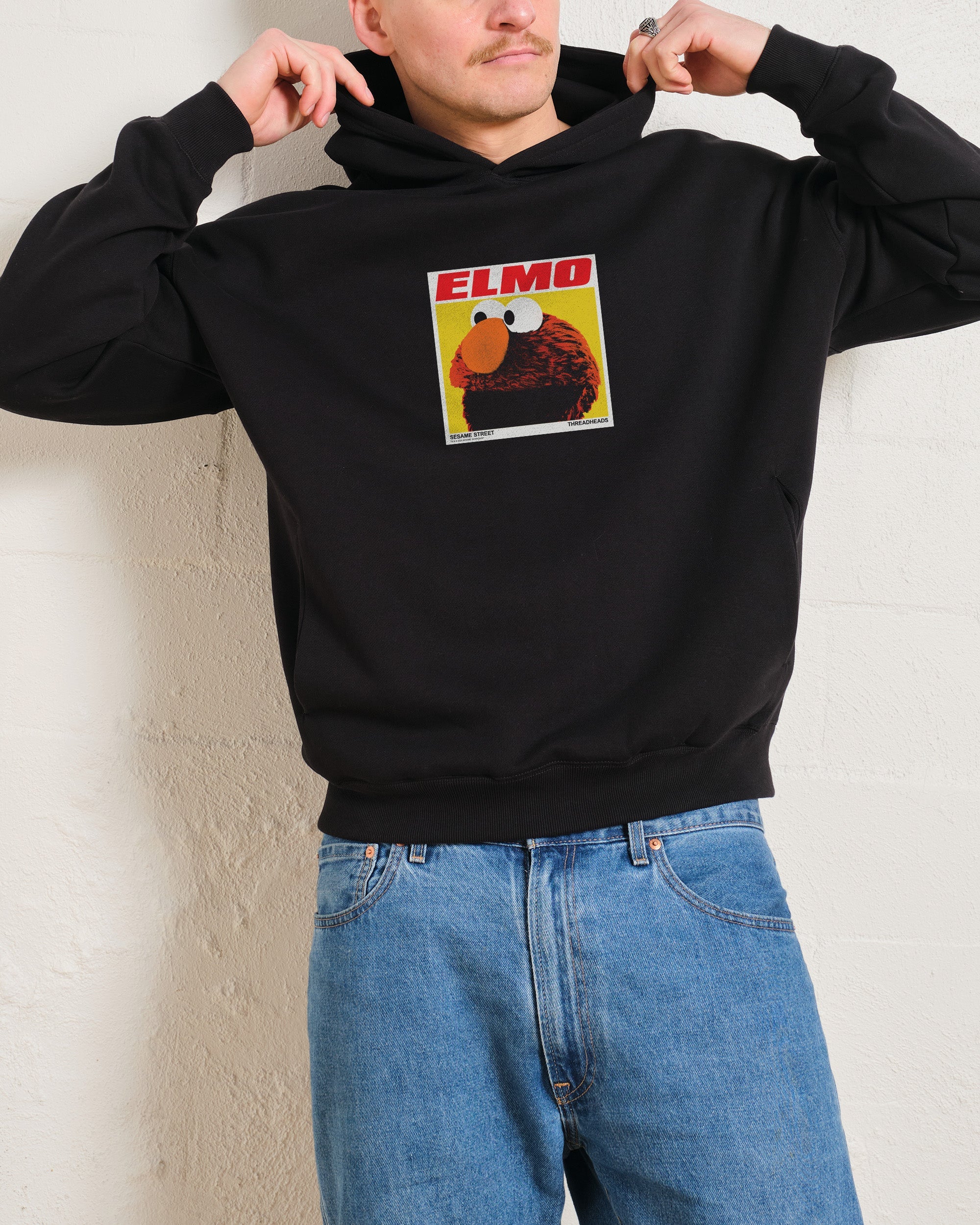 Elmo's Greatest Hits Sesame Street Unisex Hoodie - 90s Boxy Fit, 80% Cotton