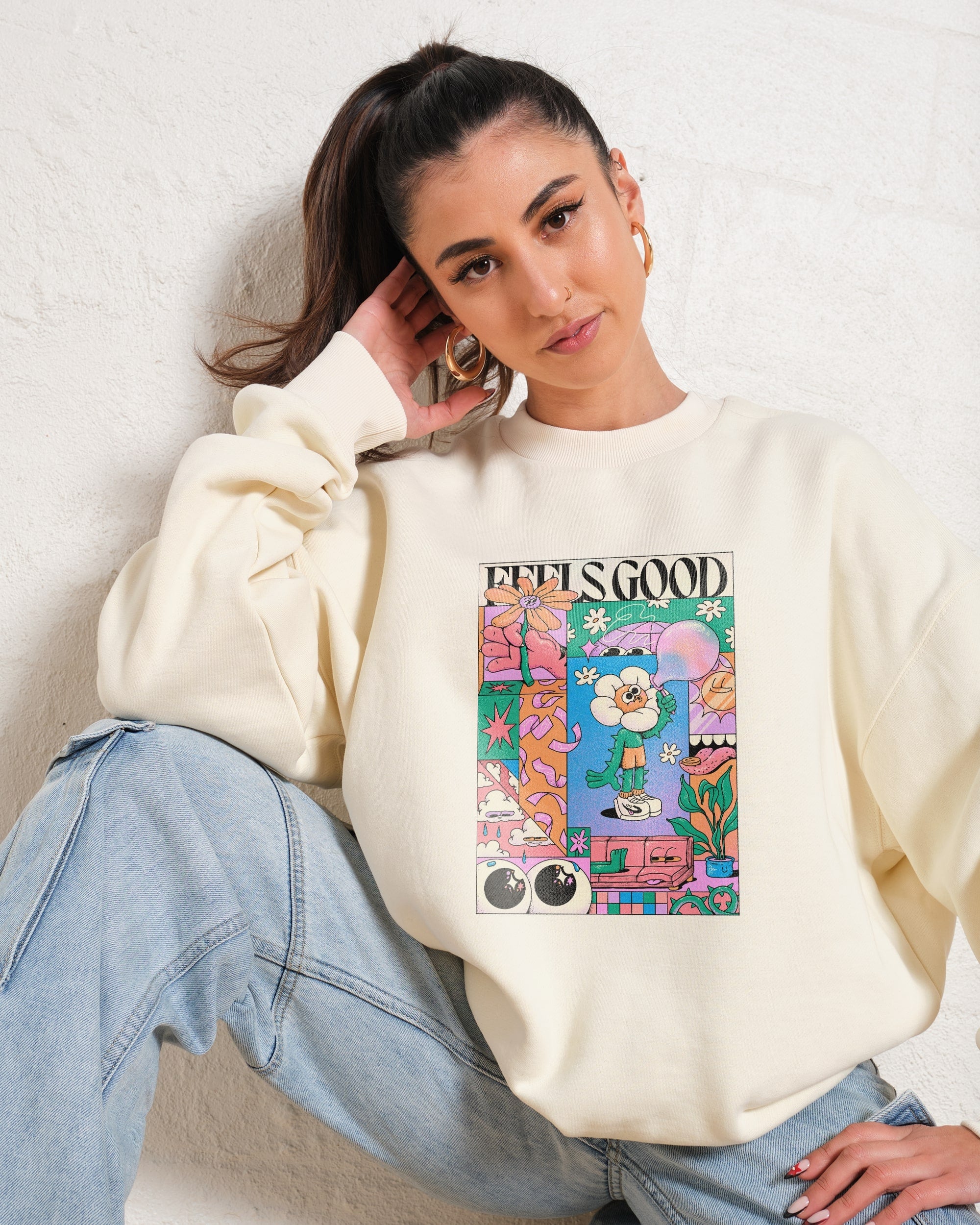 Feels Good Unisex Graphic Sweatshirt 340gsm Cotton Polyester Blend