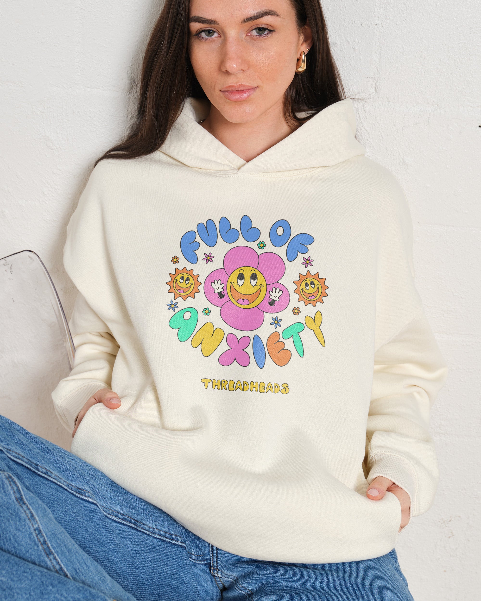 Full of Anxiety Unisex Hoodie - 90s Boxy Fit, 340gsm Cotton-Poly Blend