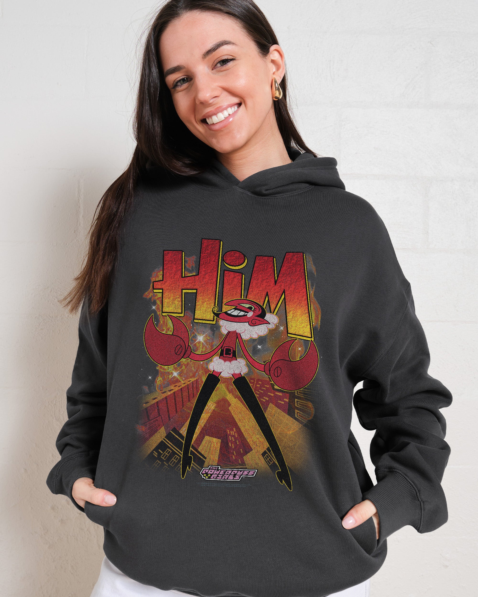 HIM The Powerpuff Girls Unisex Graphic Hoodie 90s Boxy Fit Black