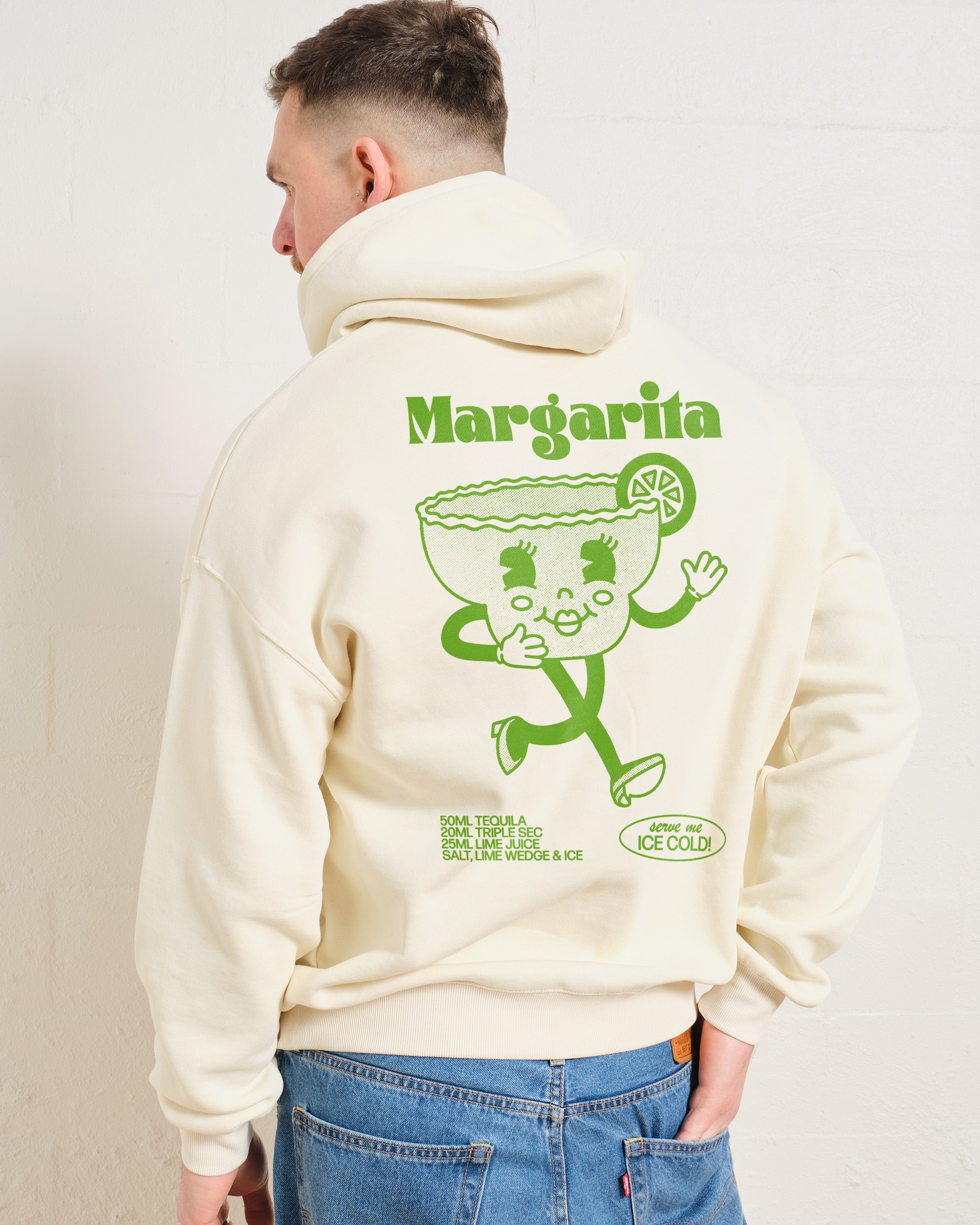 Margarita Unisex Graphic Hoodie 90s Boxy Fit Dropped Shoulders 340gsm Cotton Poly Blend