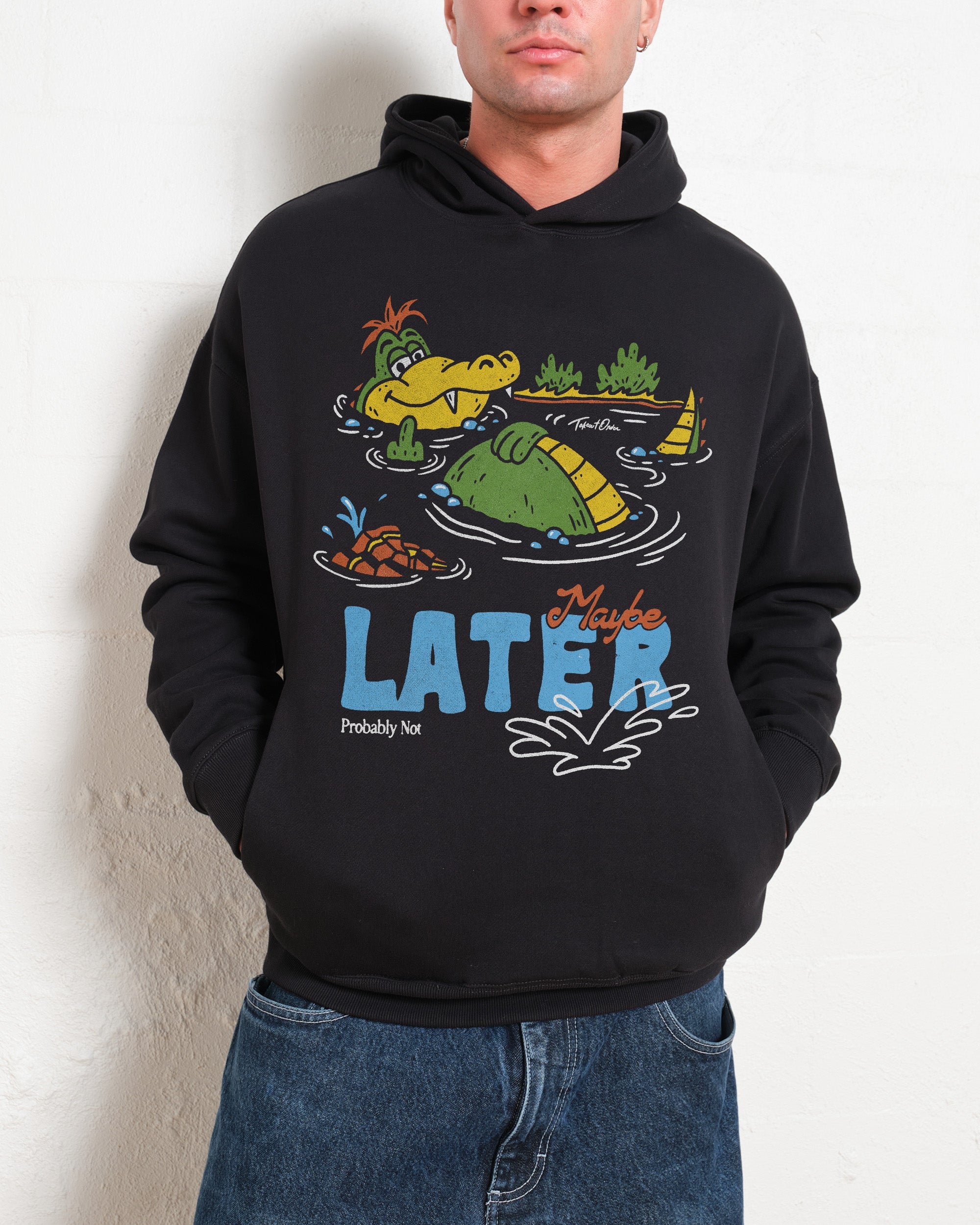 Maybe Later Unisex Hoodie - 90s Boxy Fit, 340gsm Cotton-Poly Blend, Dropped Shoulders