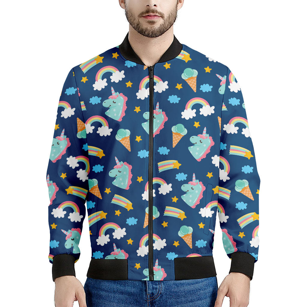 Men's Bomber Jacket with Cute Girly Unicorn Pattern Print