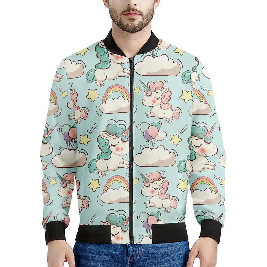 Men's Cute Rainbow Unicorn Pattern Print Bomber Jacket