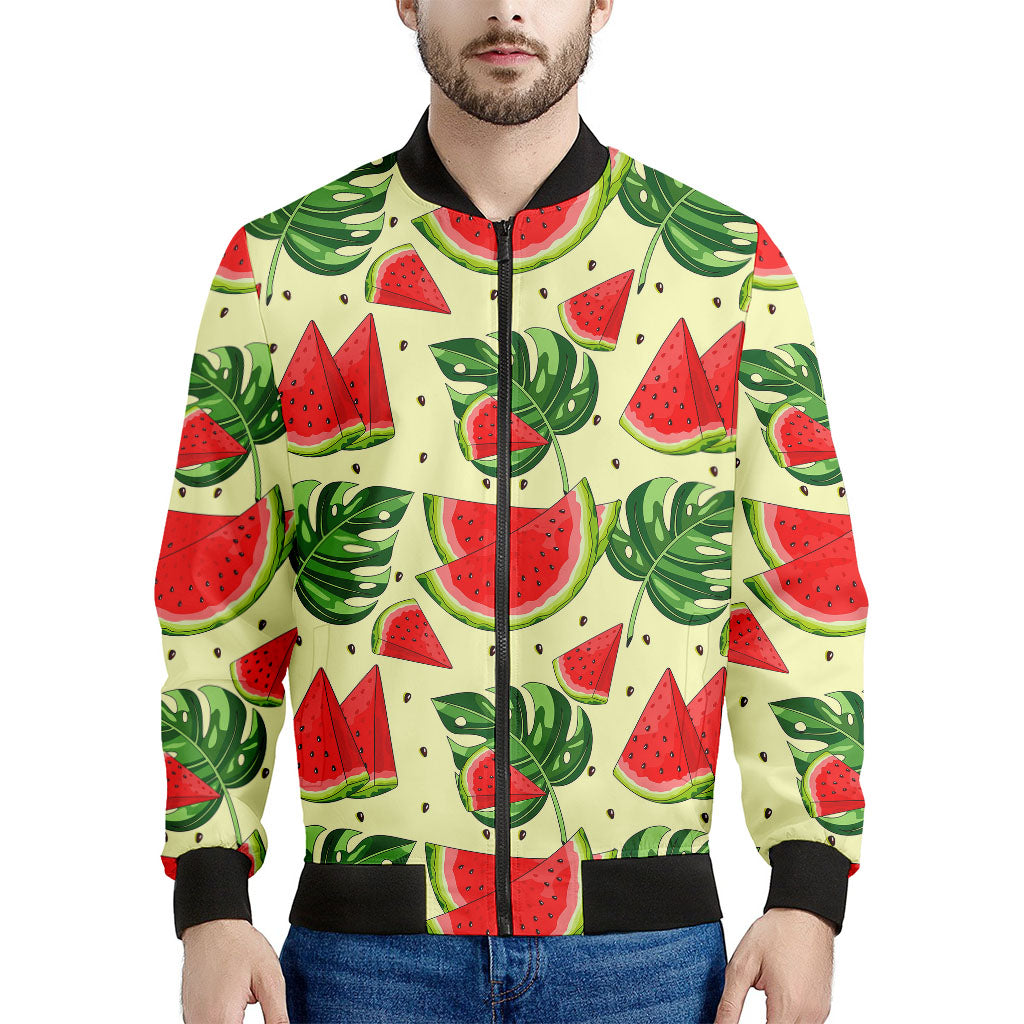 Men's Cute Tropical Watermelon Pattern Print Bomber Jacket Polyester Blend