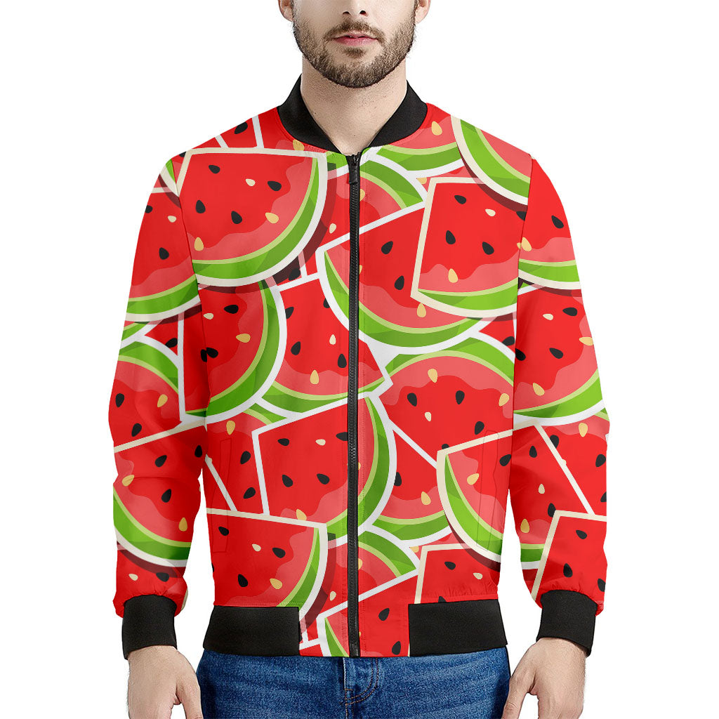 Men's Cute Watermelon Slices Pattern Print Bomber Jacket