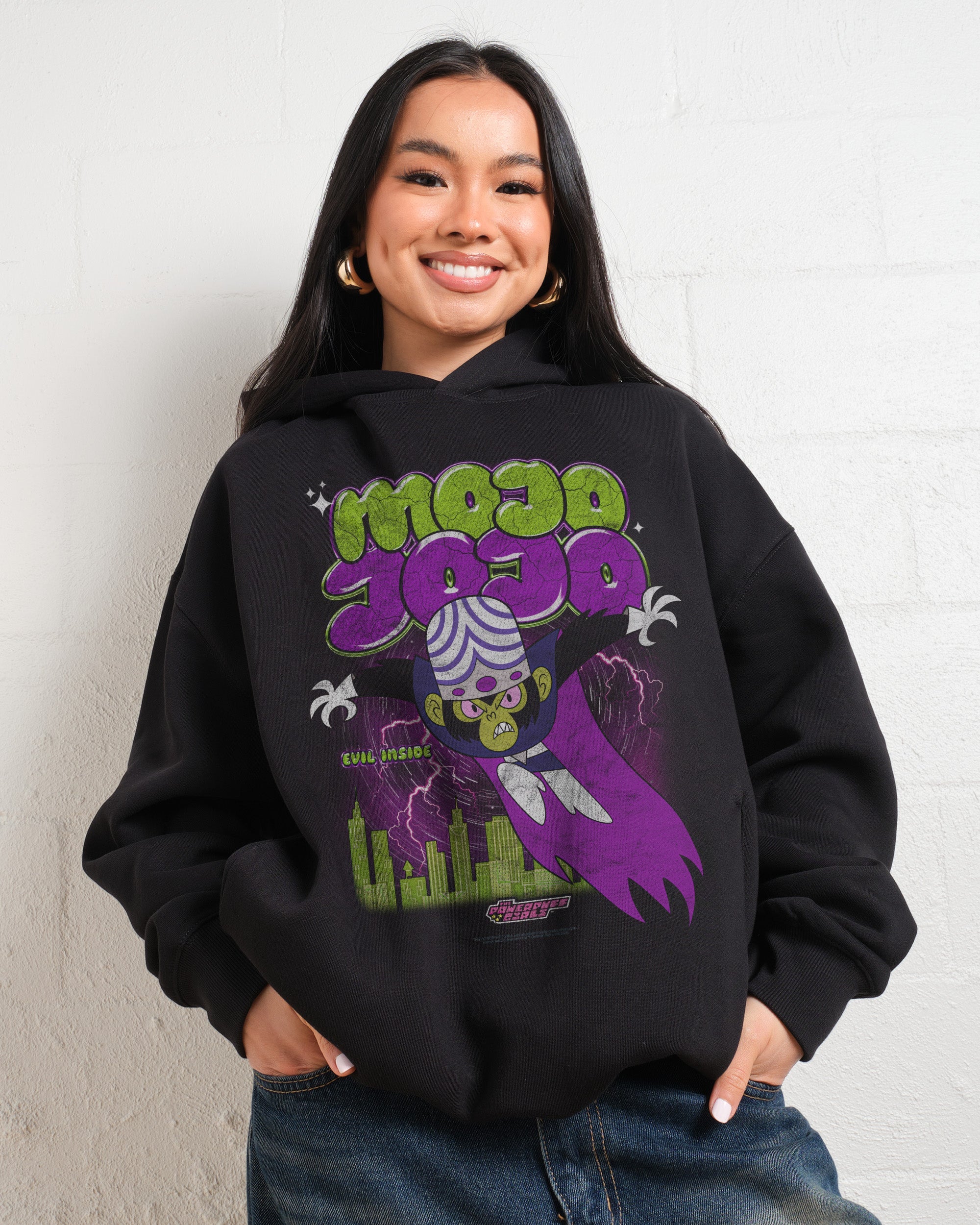 MoJo JoJo The Powerpuff Girls Unisex Hoodie 90s Boxy Fit 340gsm Cotton Poly Blend