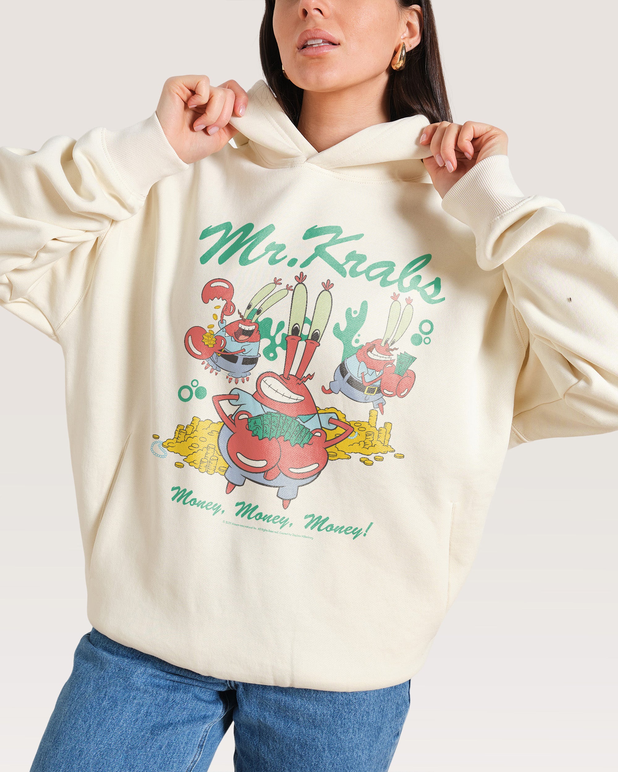 Money Man Krabs SpongeBob Unisex Hoodie - 90s Boxy Fit, 80% Cotton