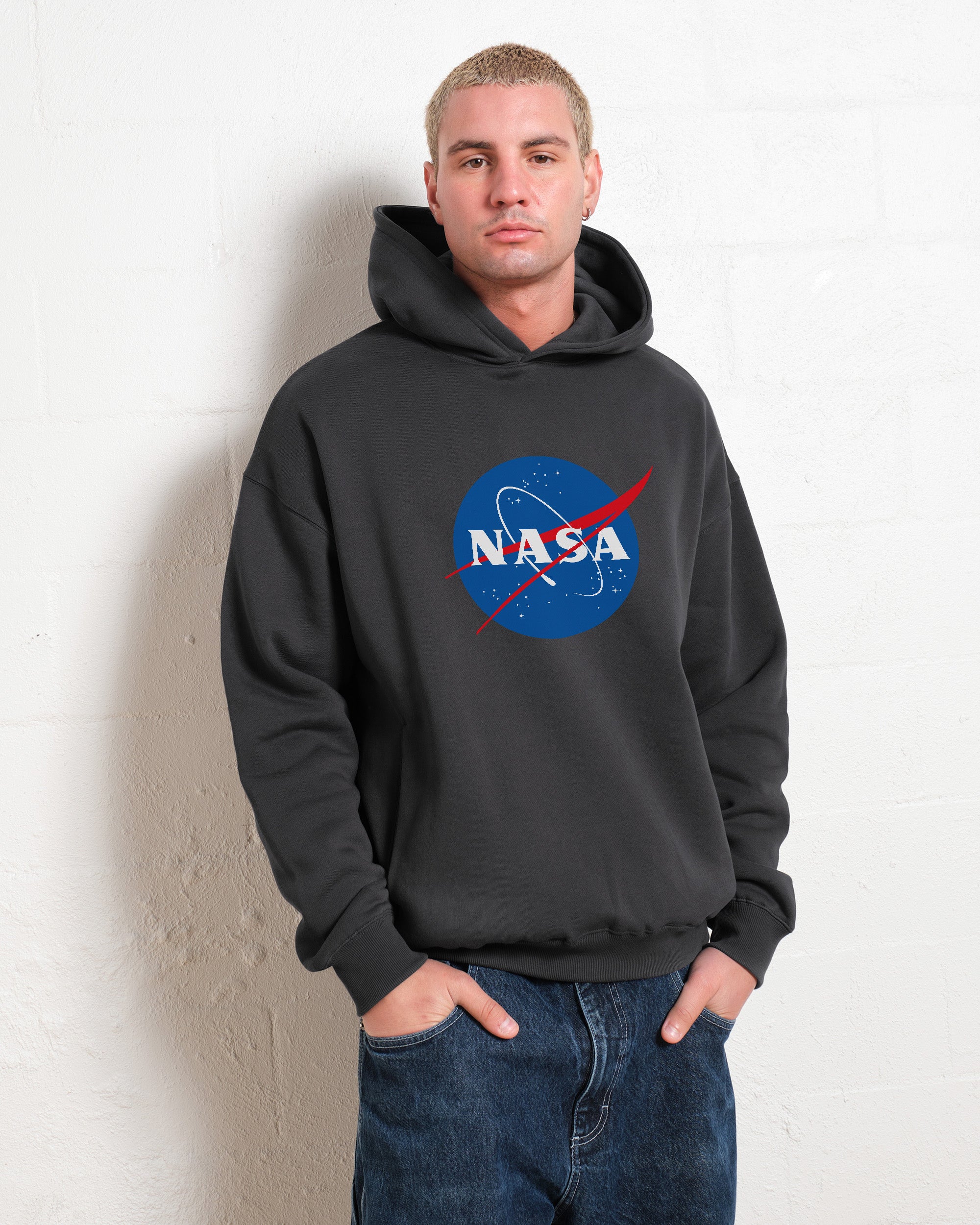 NASA Meatball Hoodie Unisex 90s Boxy Fit 340gsm Cotton Poly Blend