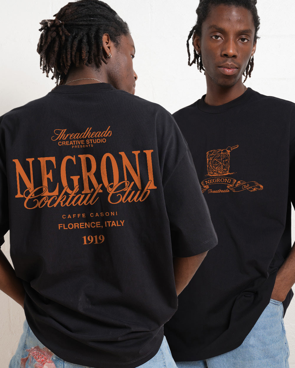 Negroni Cocktail Club Oversized Graphic Tee Unisex 90s Boxy Fit 100% Combed Cotton