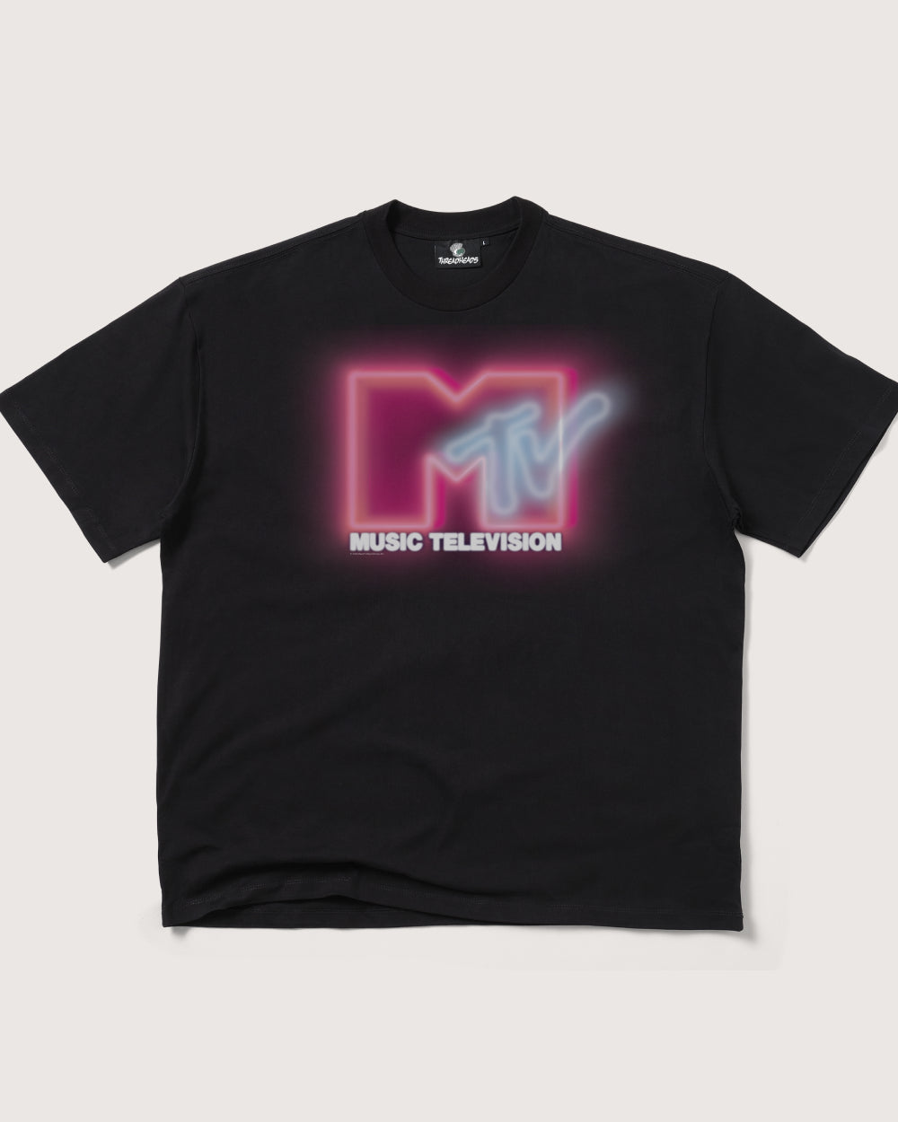 Neon MTV Logo Oversized T-Shirt - 90s Graphic Tee, Heavyweight 100% Combed Cotton, Unisex
