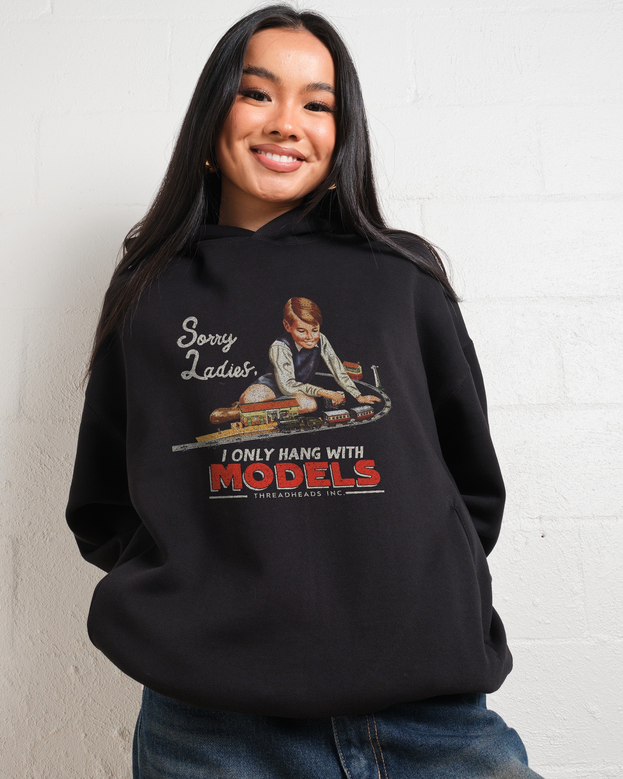 Only Models Graphic Hoodie Unisex 90s Boxy Fit 340gsm Cotton Poly Blend