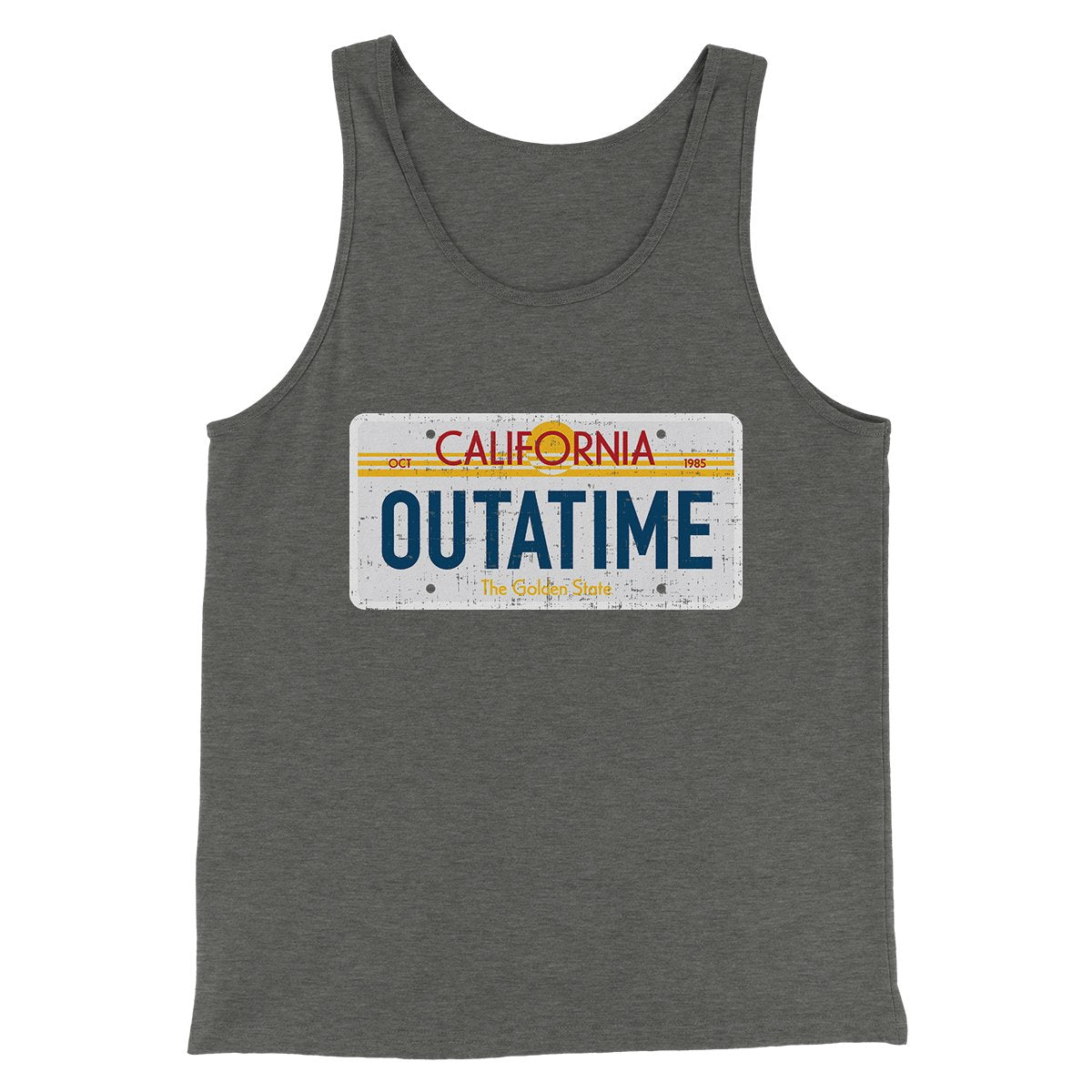 Outatime License Plate Funny Movie Unisex Tank Top - Combed Ring-Spun Cotton