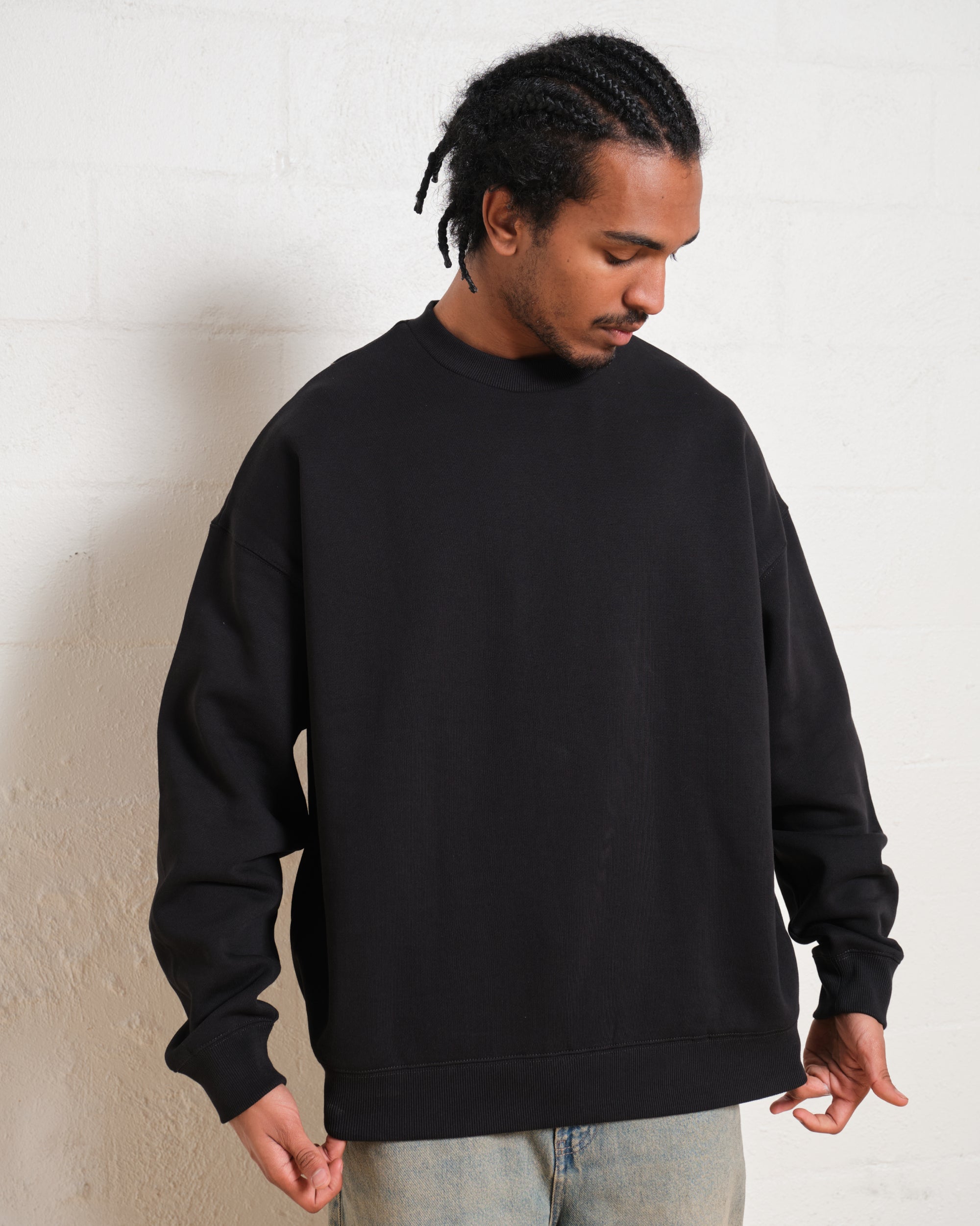 Oversized Unisex Cotton Polyester Sweatshirt 340 GSM Drop Shoulder Relaxed Fit