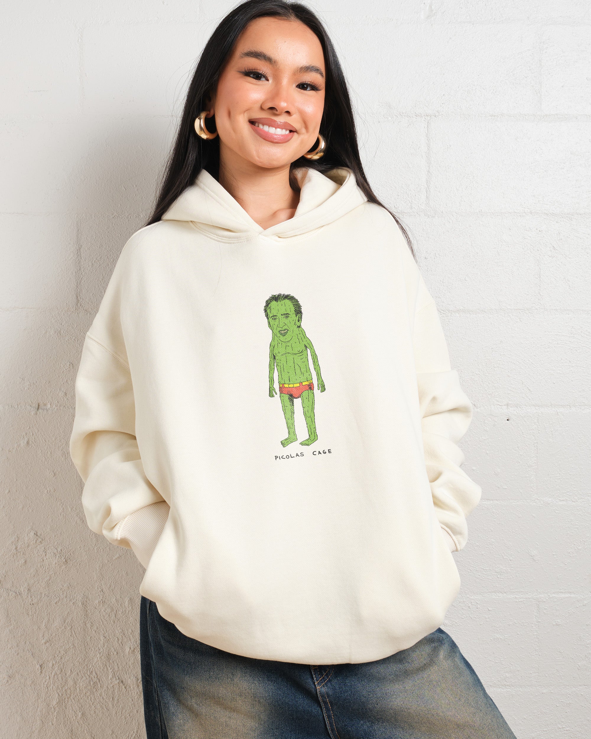 Picolas Cage Graphic Hoodie - Unisex 90s Boxy Fit, 340gsm Cotton Poly Blend