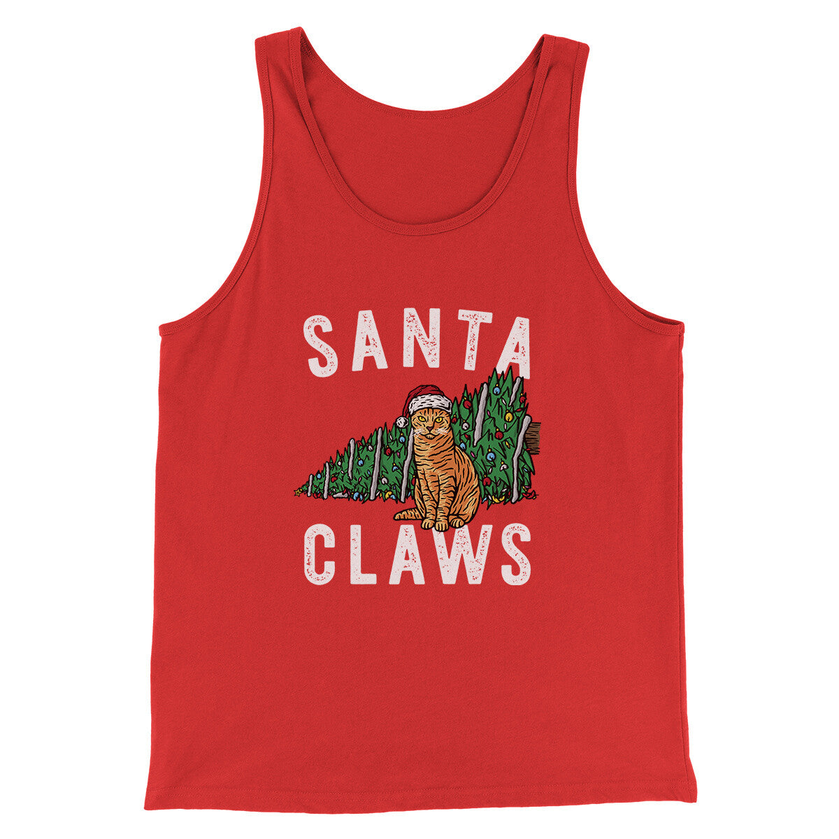 Santa Claws Men/Unisex Tank Top - Holiday Graphic Print, Combed Ring-Spun Cotton