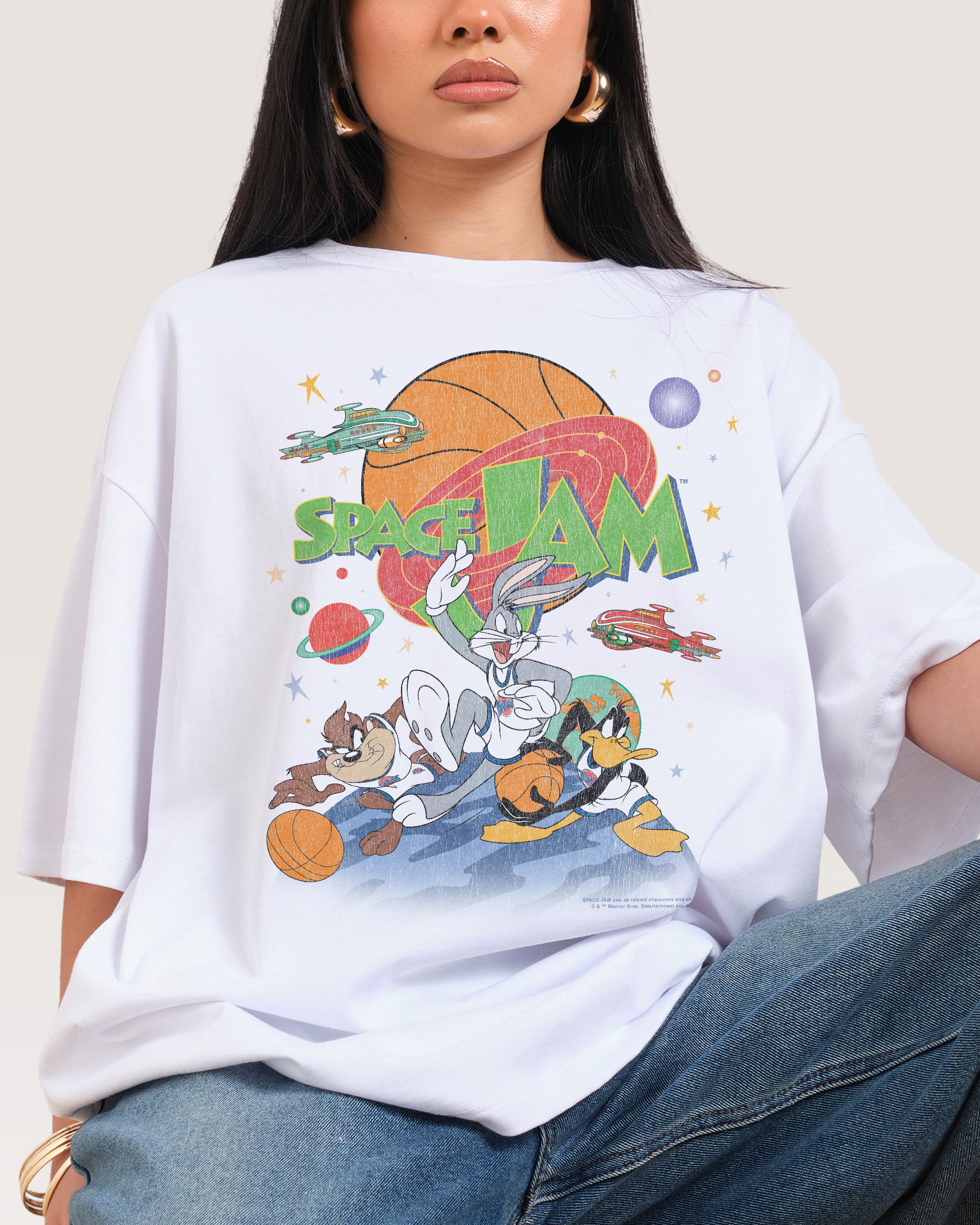 Space Jam Oversized Looney Tunes Graphic T-Shirt Unisex 100% Cotton Heavyweight