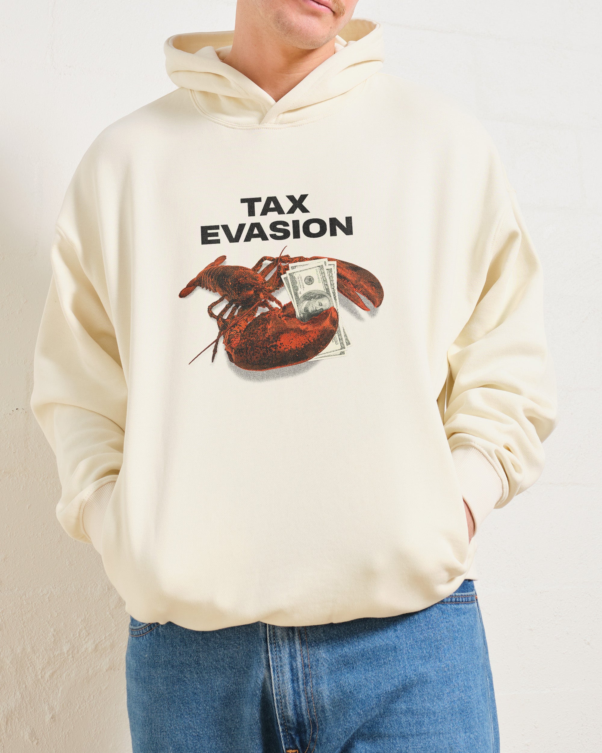 Tax Evasion Graphic Hoodie Unisex 90s Boxy Fit 340gsm Cotton Poly Blend