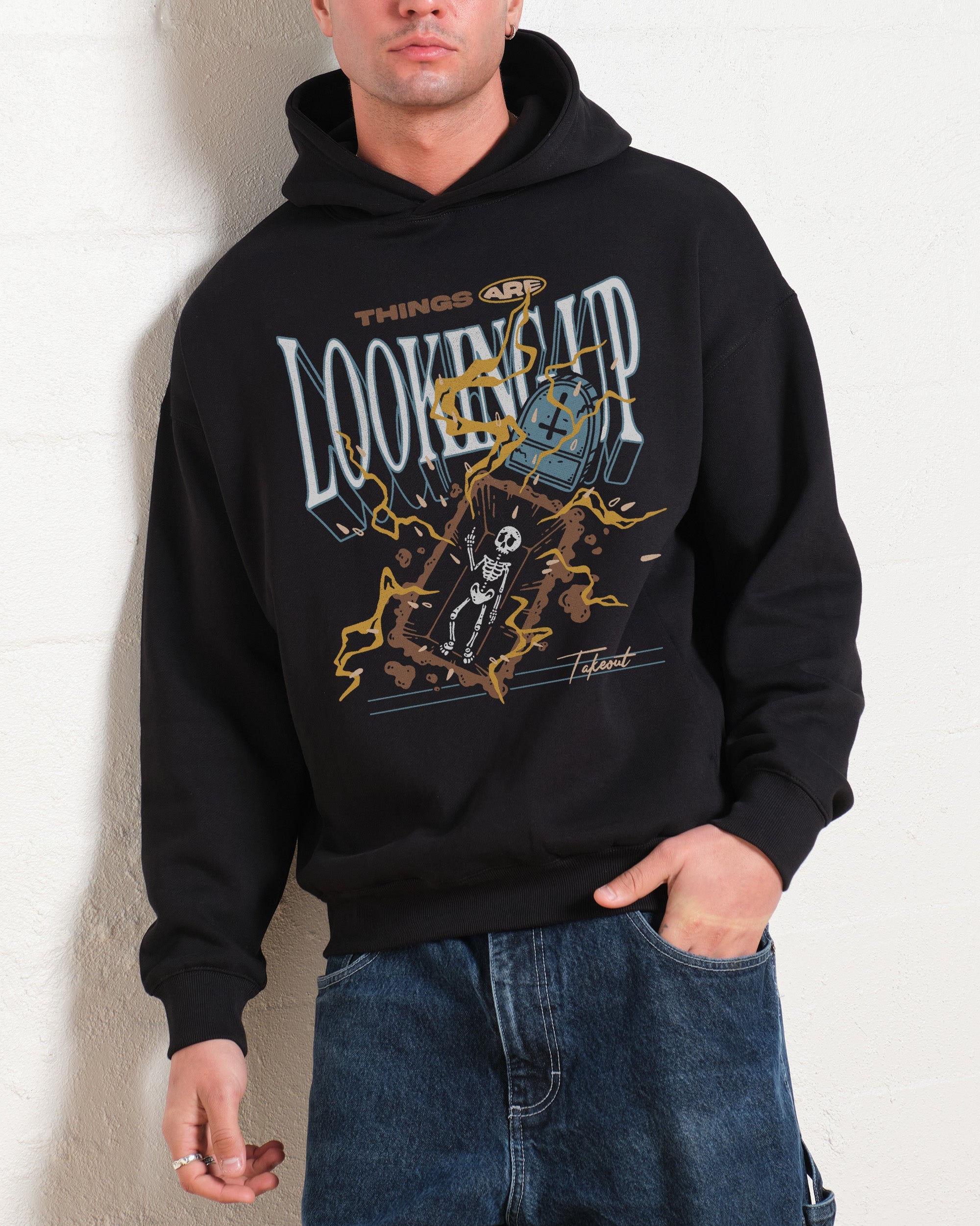 Things Are Looking Up Unisex Graphic Hoodie - 90s Boxy Fit, 80% Cotton