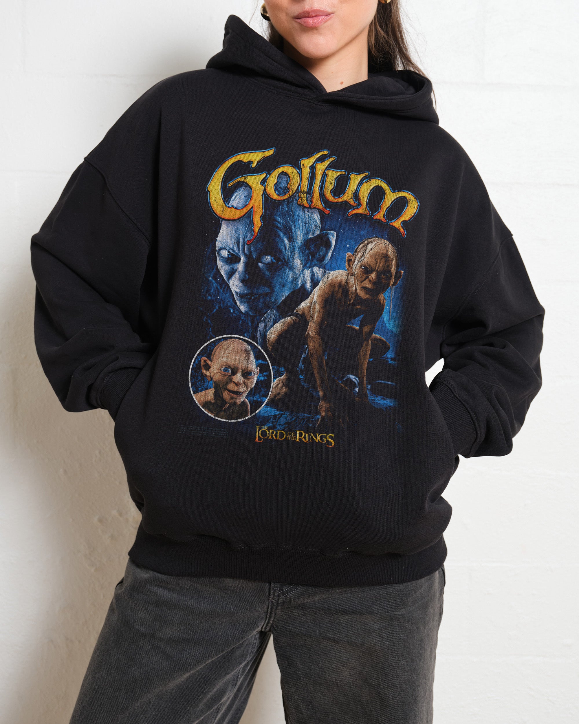 Vintage Gollum Hoodie - Lord of the Rings Unisex 90s Boxy Fit 340gsm Cotton Poly Blend