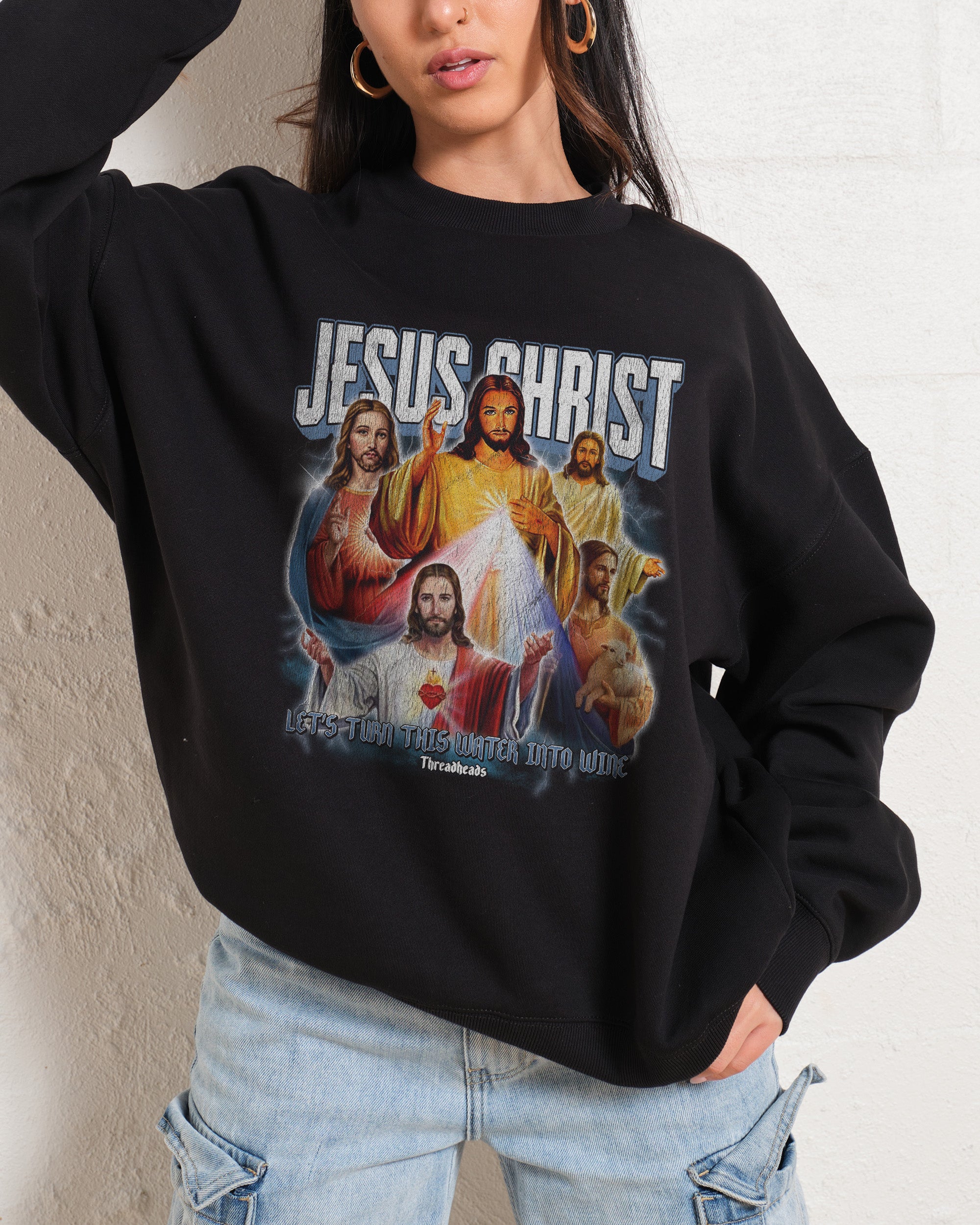 Vintage Jesus Christ Unisex Sweatshirt - 80% Cotton 340gsm Graphic Print
