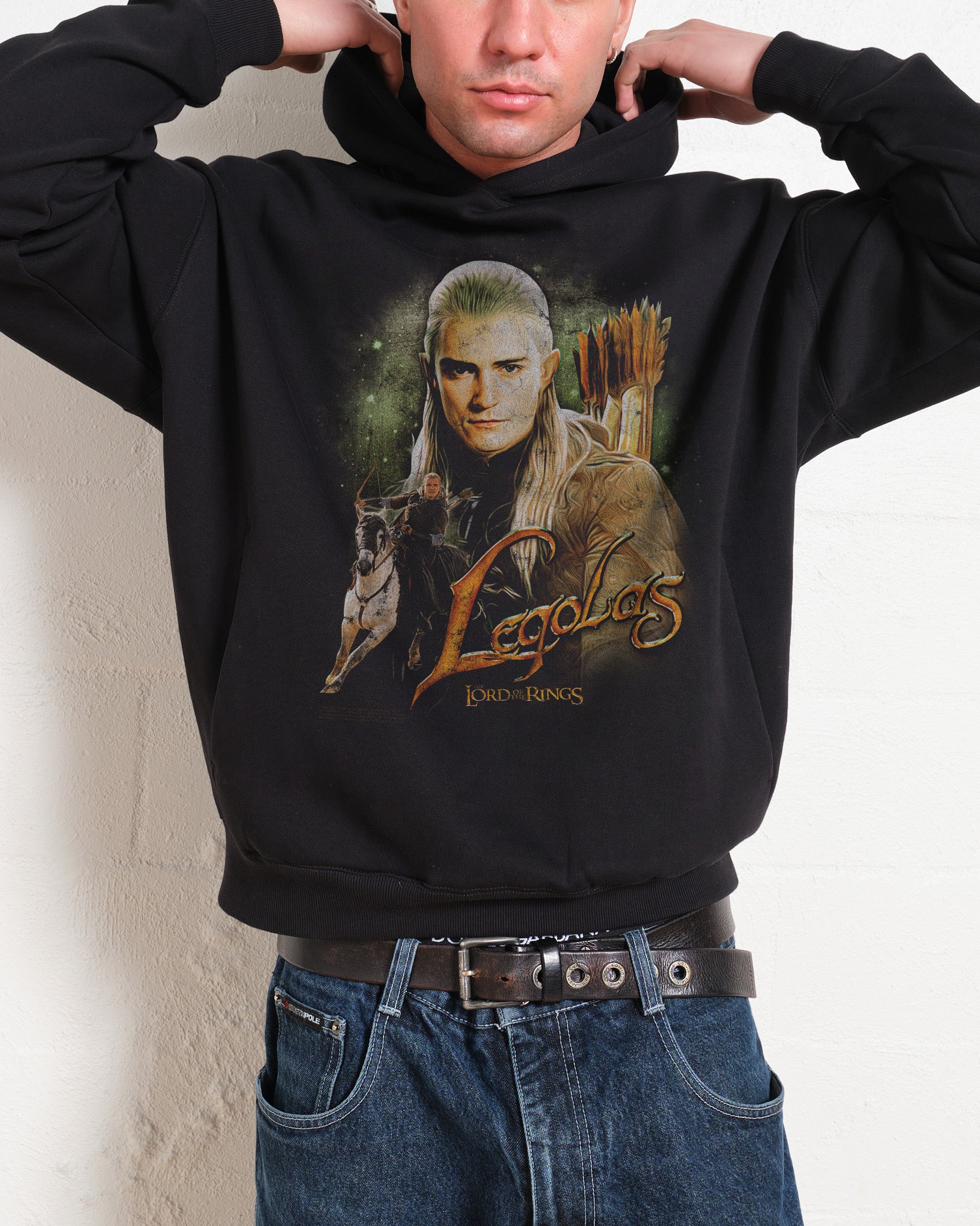Vintage Legolas Hoodie Lord of the Rings Unisex 90s Boxy Fit Cotton Poly Blend