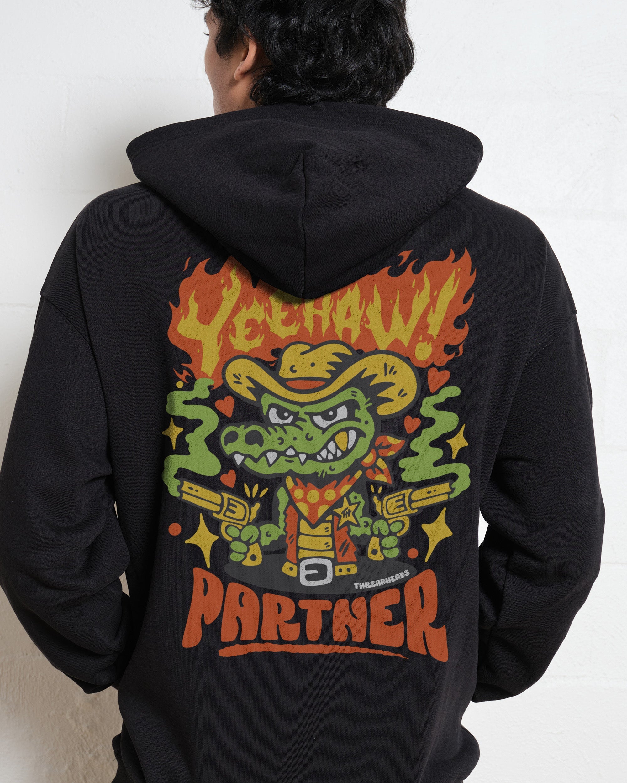 Yee Haw Crocodile Unisex Hoodie - 90s Boxy Fit, 340gsm Cotton Polyester Blend